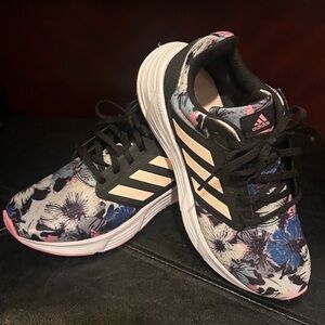 Adidas Women's Floral Sneakers - Black, Pink, and Blue